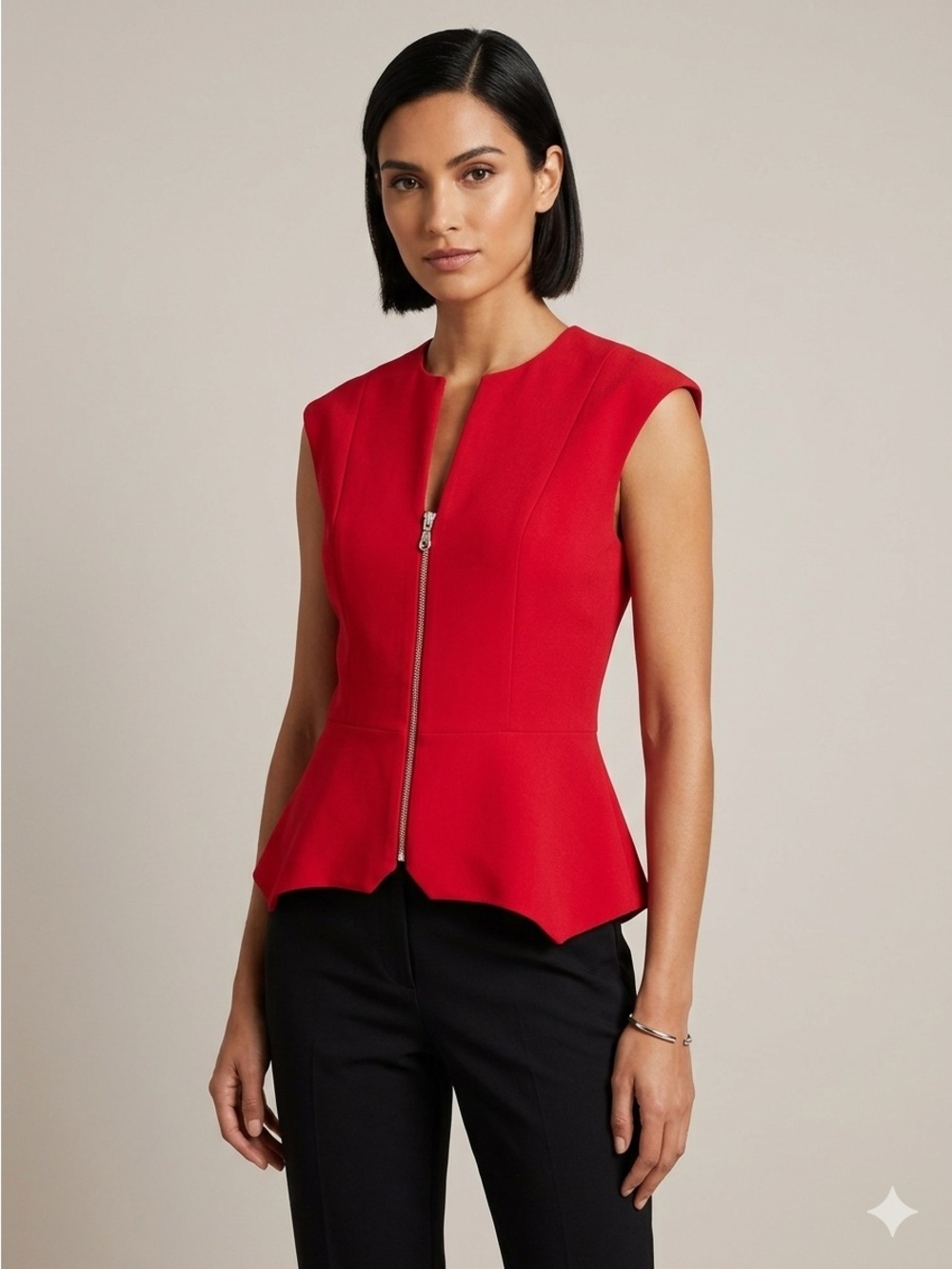 Red Front Zip Vest Top - 40/10, made in Canada 🇨🇦